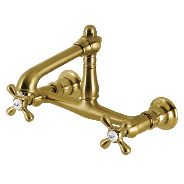 KS7247AX 8" Center Wall Mount Bathroom Faucet, Brushed Brass